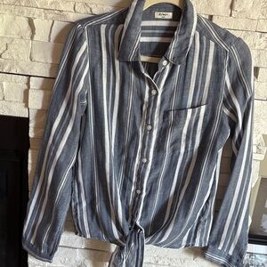 dylan blue and White Striped Button Down Shirt